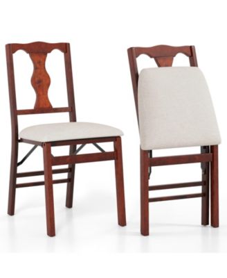Folding Chairs Set of 2 Upholstered Dining Chairs with Comfy Padded Seats