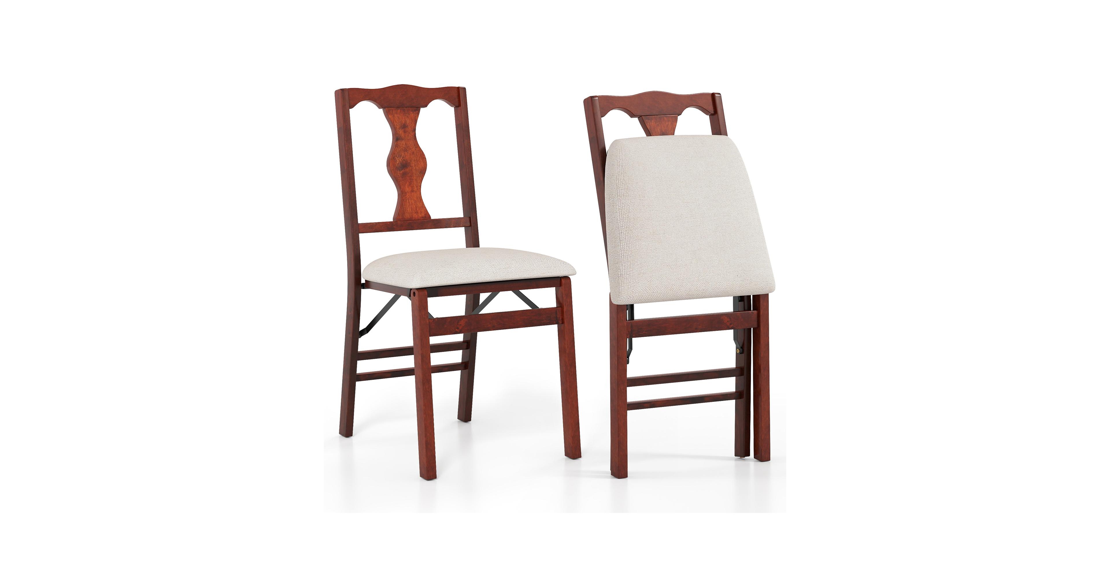 Mecale Folding Chairs Set of 2 Upholstered Dining Chairs with Comfy Padded Seats