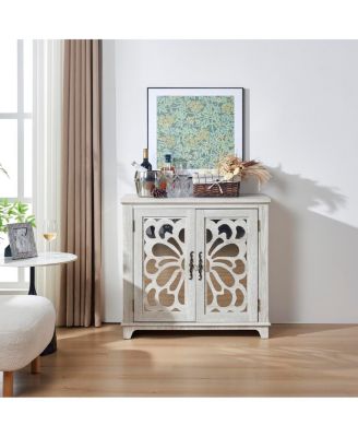 Freestanding Accent Storage Cabinet with Acrylic Mirror Doors