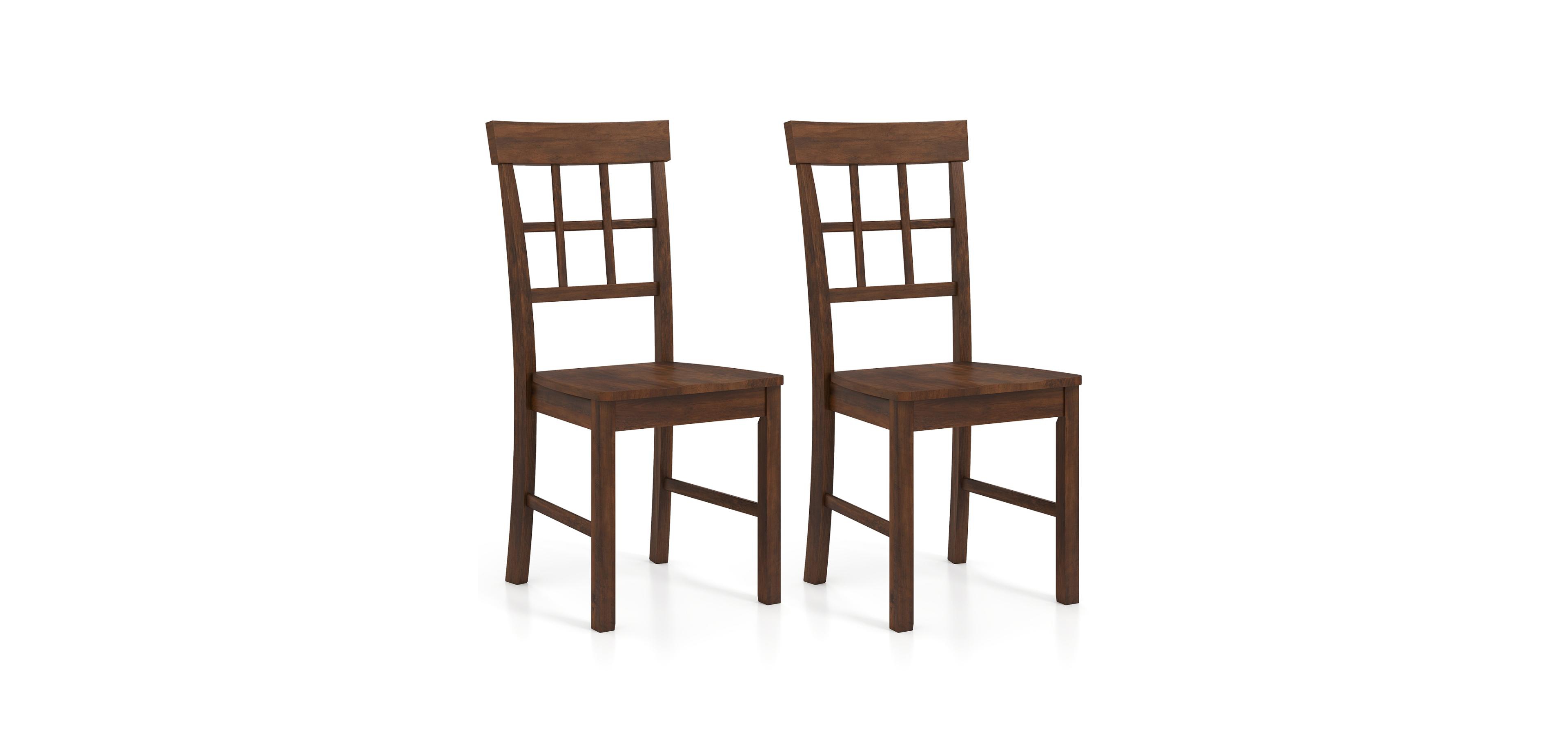 Mecale Rubber Wood Dining Chairs Set of 2 with High Backrests