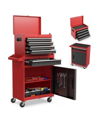 5-Drawer Rolling Tool Chest and Cabinet with Detachable Top Box