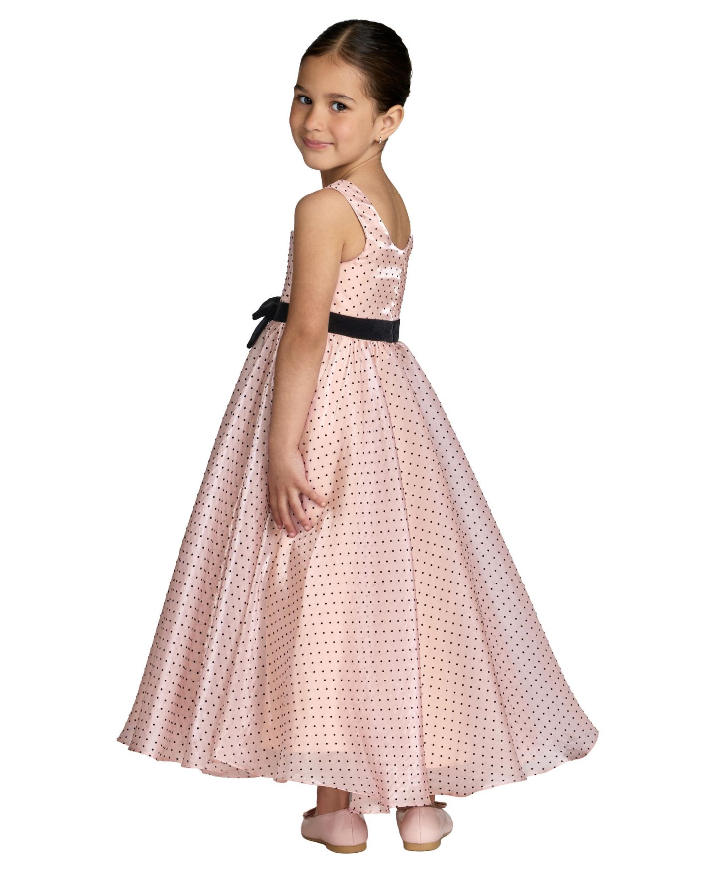 Платье Mac Duggal Polka Dot Square Neck Maxi Dress для девочек, цвет: Розовый — фото 2