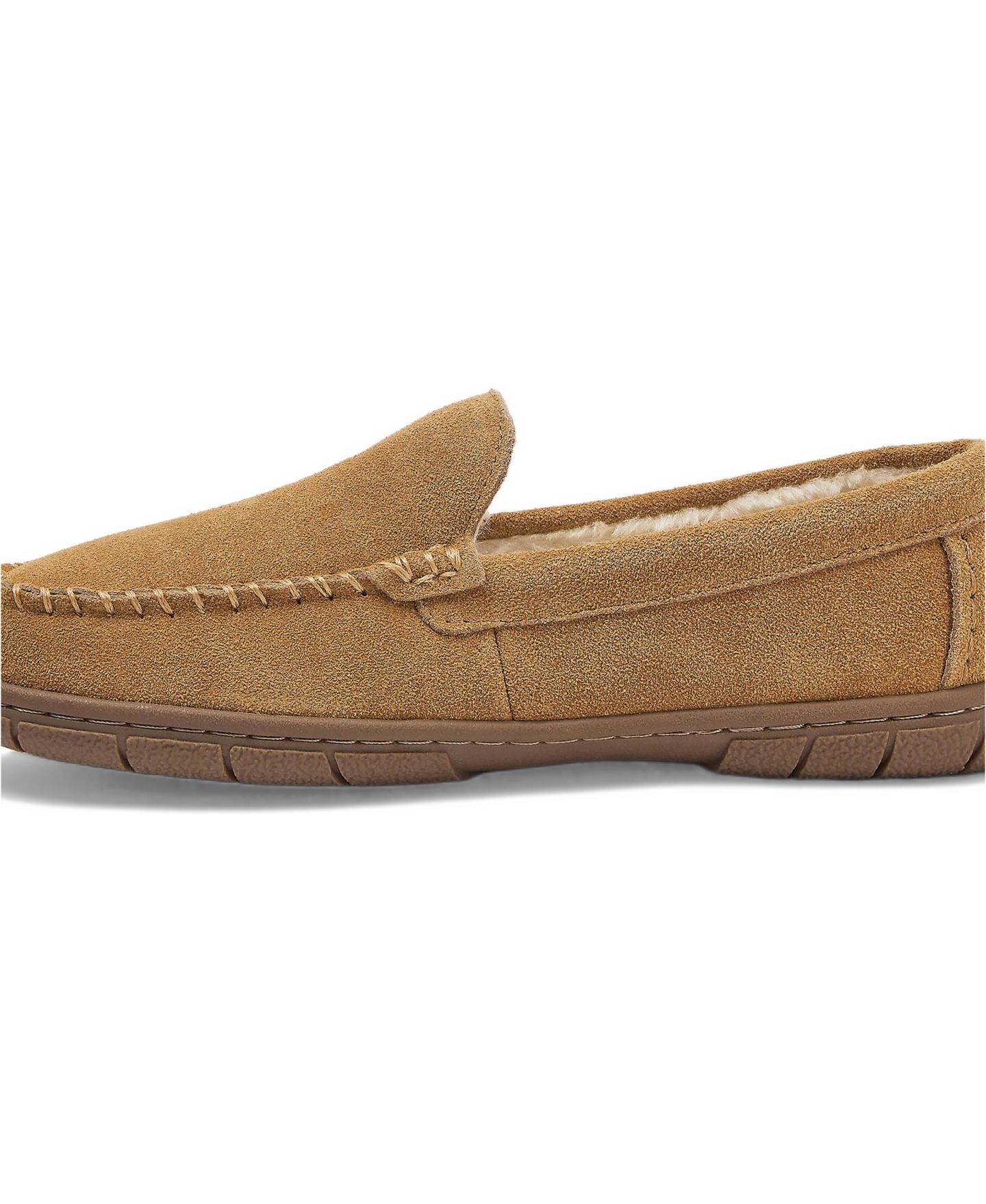 Женские тапочки Lands' End Wide Width Fuzzy Lined Suede Moccasin Slippers, цвет: Рыжевато-коричневый — фото 4
