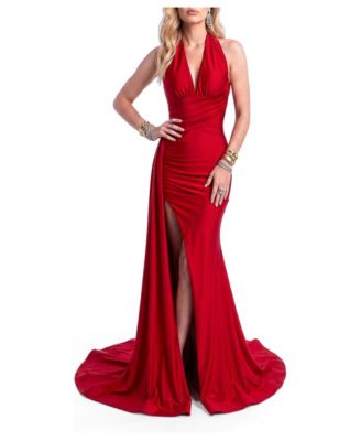 Women's Ruched Halter Mermaid Gown