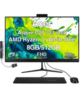 Aspire C27 All-in-One 27 FHD Display (Ryzen 7 5825U, 16GB, 512GB SSD, AMD Radeon, WiFi 6E,Webcam,, Win 11 Pro) w/USB Hub