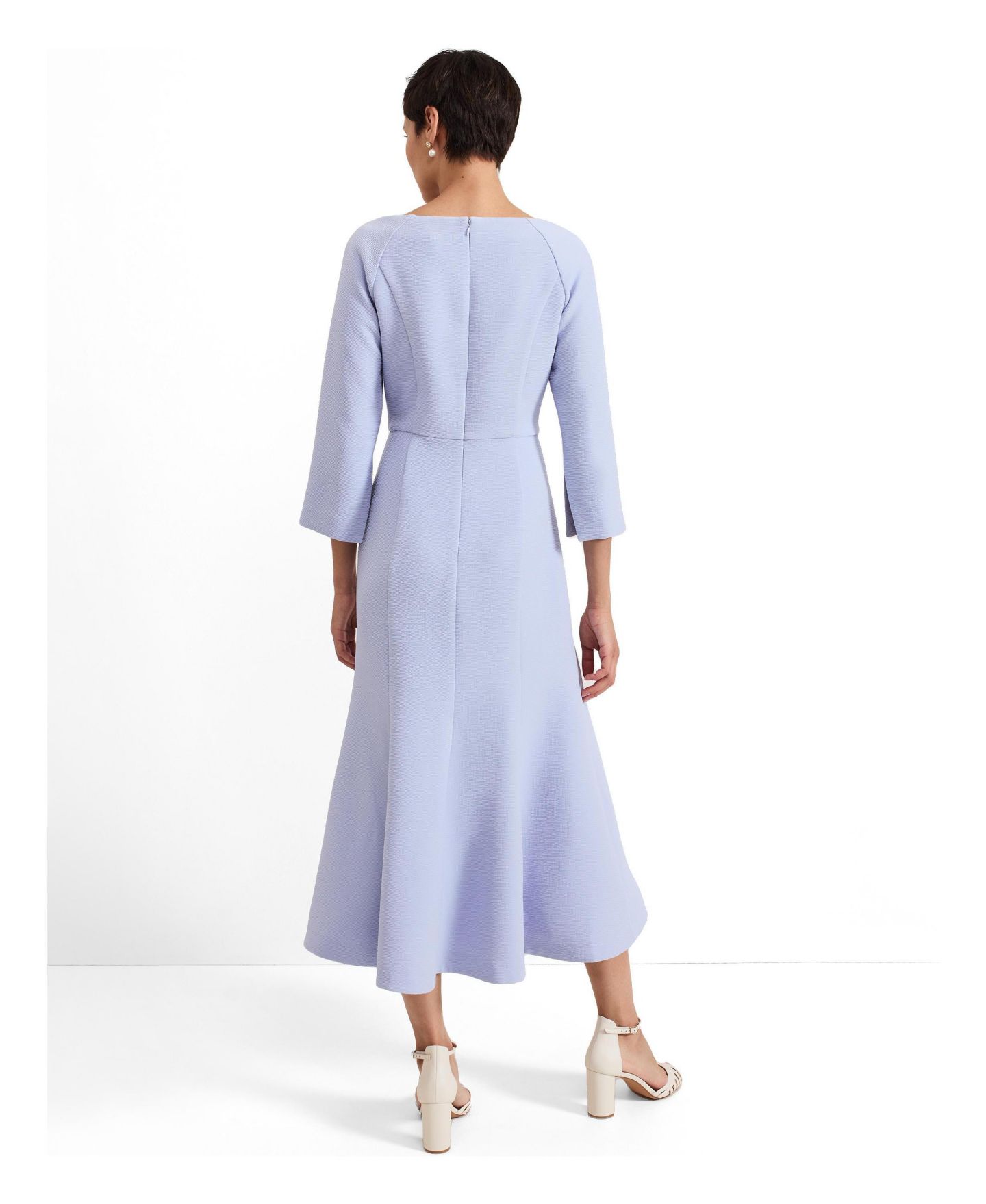 Женское платье Phase Eight Sienna Asymmetric-Collar Tuxedo Midi, цвет: Бледный синий — фото 3