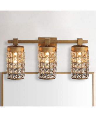20" Aged Brass Crystal Bathroom Vanity Lights Wall Sconce
