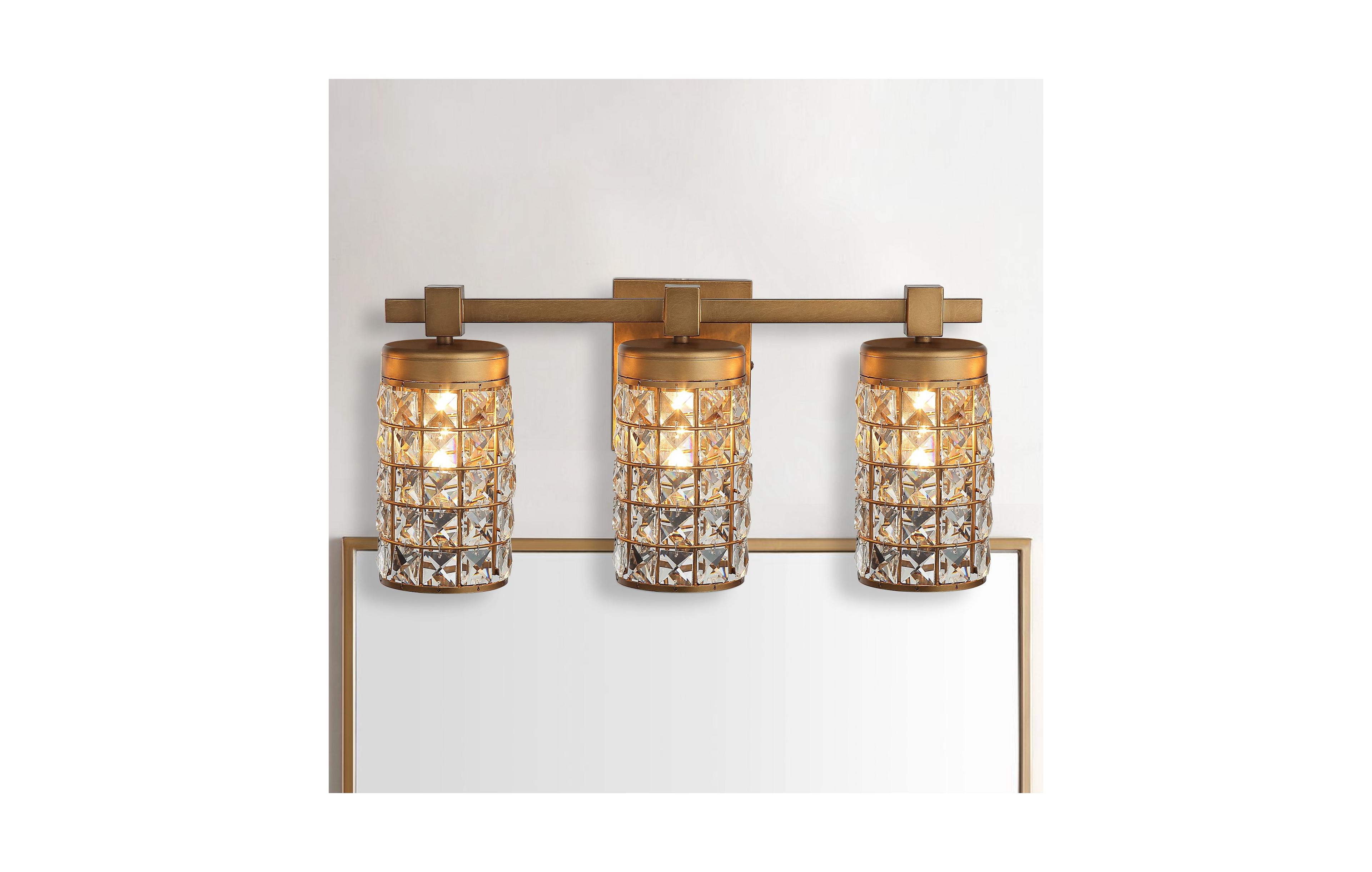 Parrot Uncle 20" Aged Brass Crystal Bathroom Vanity Lights Wall Sconce