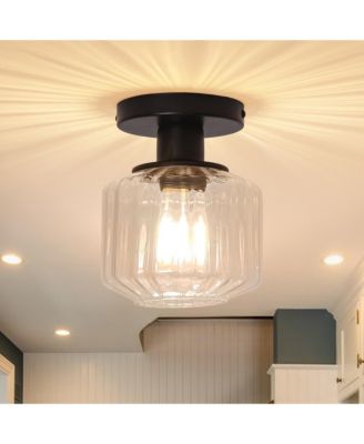 5.9" Wide Modern Glass Semi Flush Mount Ceiling Fixture