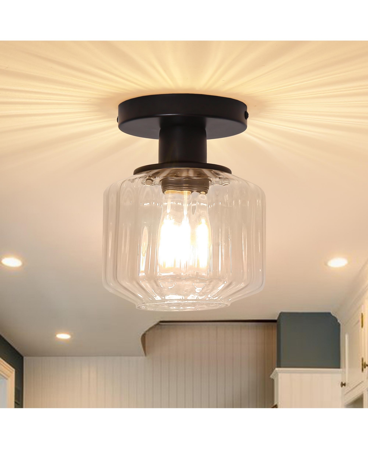 Parrot Uncle 5.9" Wide Modern Glass Semi Flush Mount Ceiling Fixture