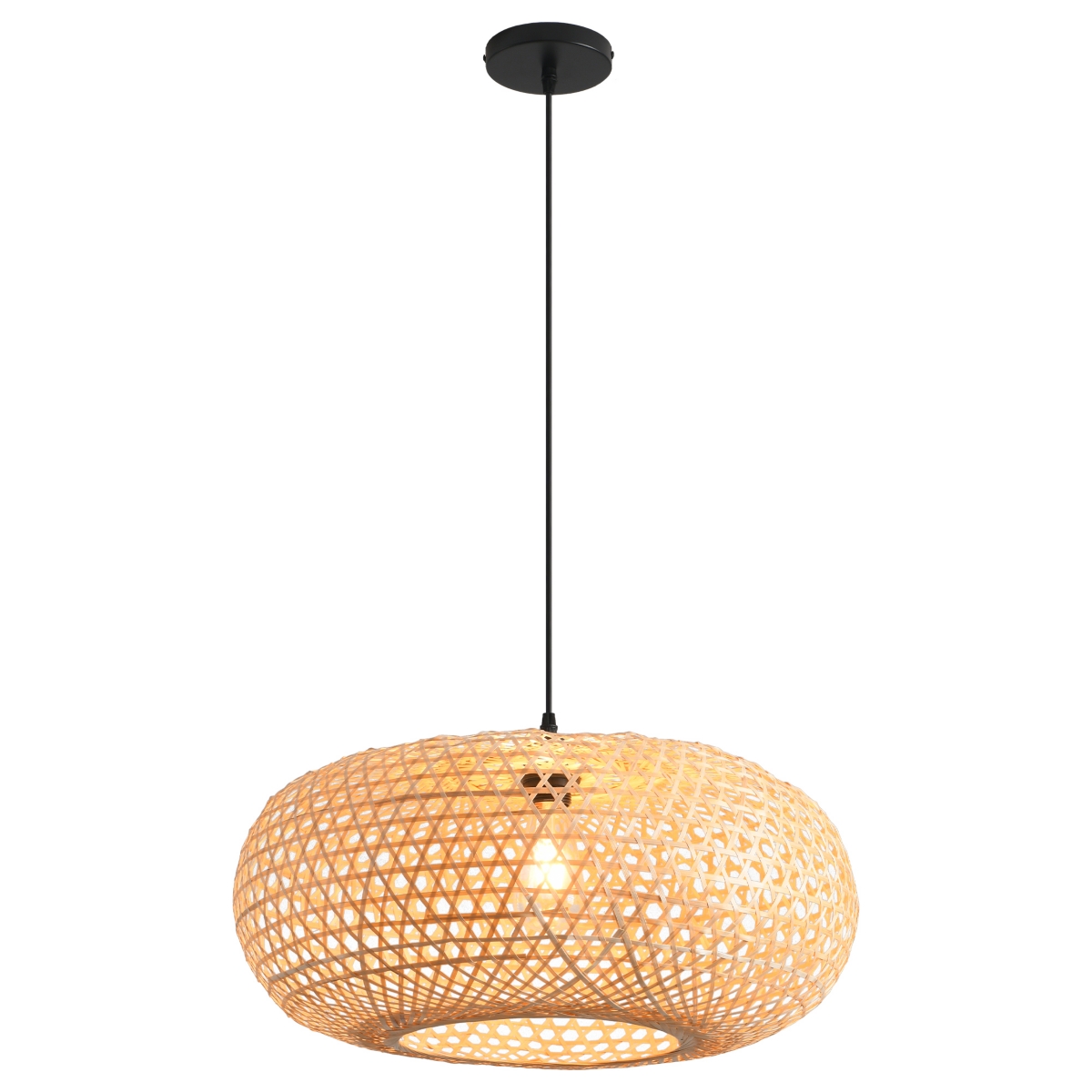 Parrot Uncle 22" Nautical Woven Bamboo Lantern Pendant Light Chandelier for Island Kitchen - Brown