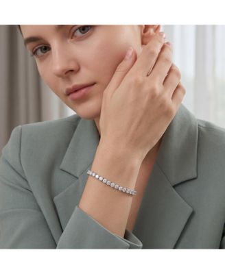 Rachel Glauber Modern White Gold Plated Radiant 5MM CZ Tennis