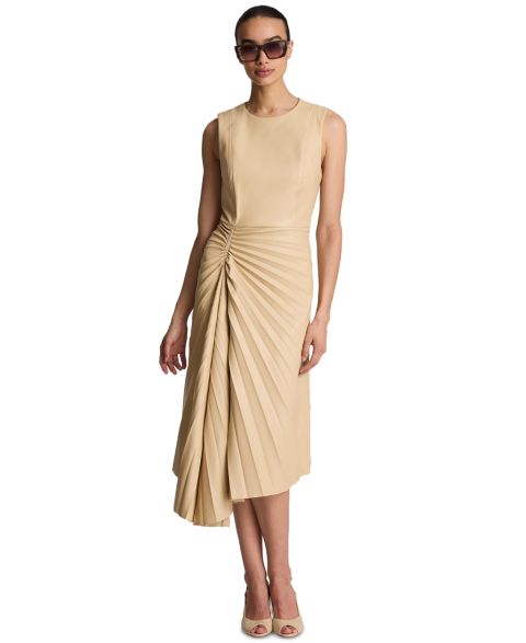 Женское платье Kenneth Cole Sunburst Pleated Midi, цвет: Biscotti