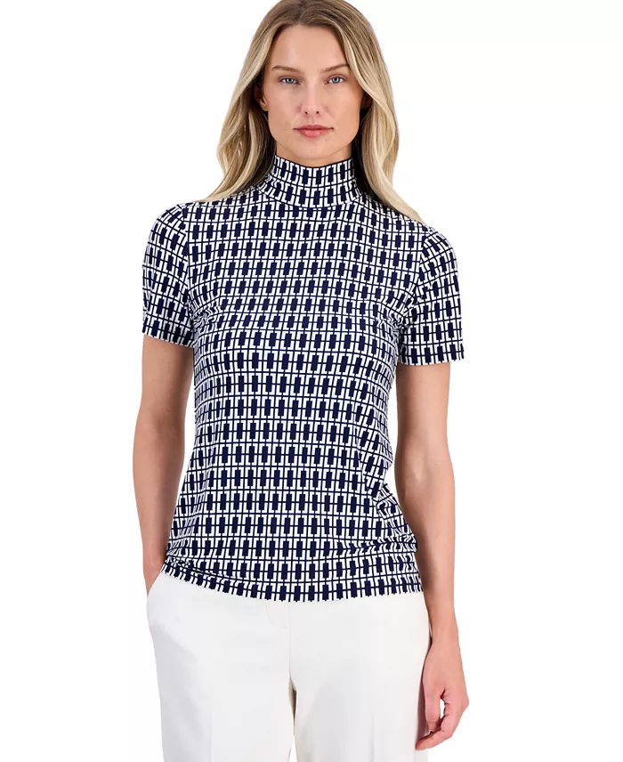 Women's Short-Sleeve Mock-Neck Top - thumbnail 5
