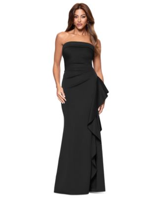 Petite Strapless Ruffle Sheath Gown