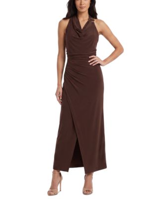 Women's Ruched Sleeveless Cowl Neck Dress