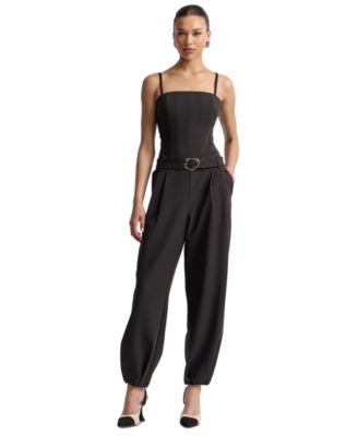 Women's Square Neck Belted Jumpsuit