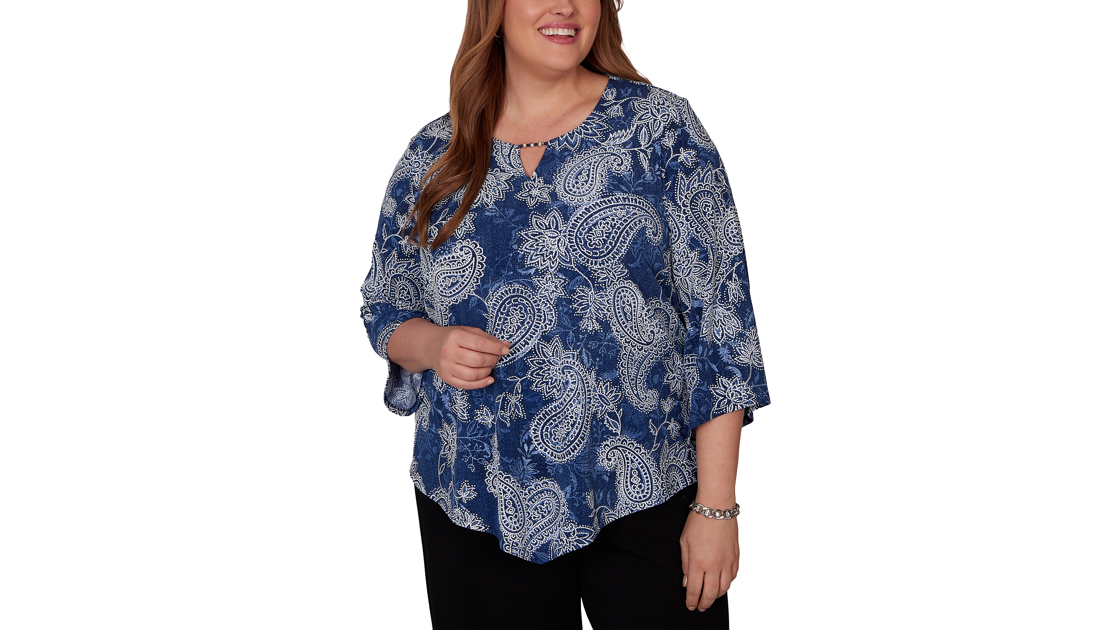 Alfred Dunner Plus Paisley Puff Printed Top