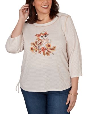 Plus Size Autumn Owl Knit Top