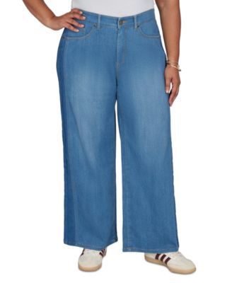 Plus Size Two-Tone Wide-Leg Denim Jeans