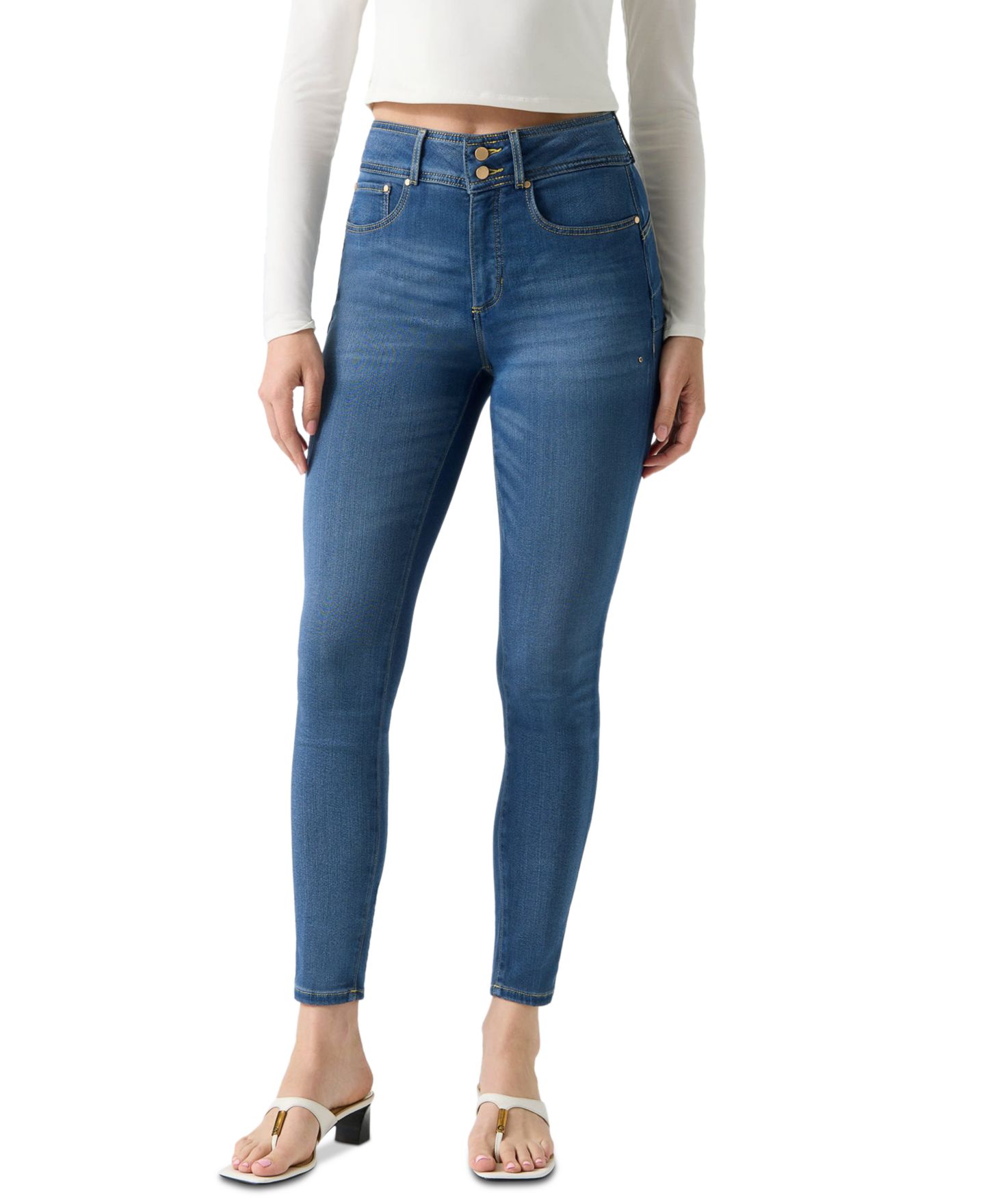 Женские джинсы GUESS Skinny Leg Ankle, цвет: Comfy Light — фото 1