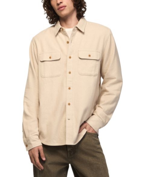 Мужская рубашка Lucky Brand Cloud Soft Humboldt Flannel Long-Sleeve Spread Collar, цвет: Ангора