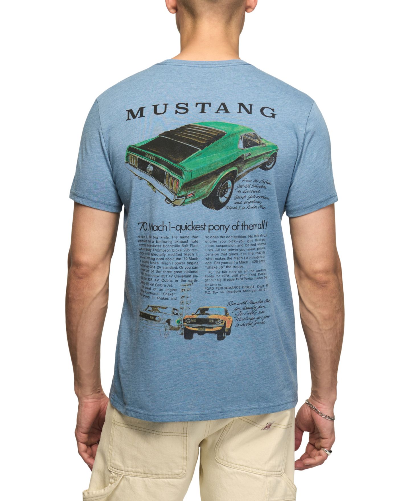 Мужская футболка Lucky Brand Mustang Vintage-Graphic, цвет: Синий — фото 1