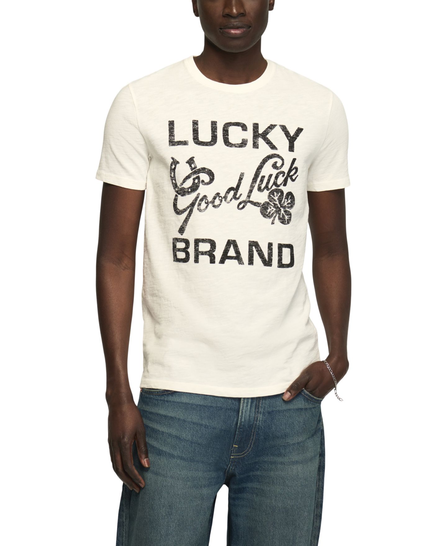 Мужская футболка Lucky Brand Good Luck Graphic Regular-Fit, цвет: Яркий белый — фото 1