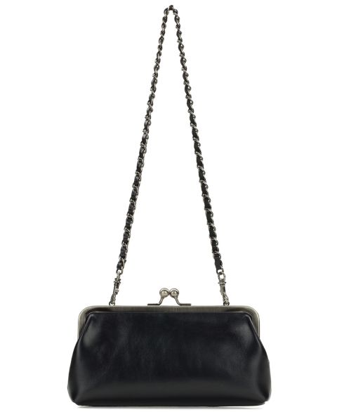 Женская сумка Patricia Nash Mini Potenaz Leather Kiss-Lock Shoulder, цвет: Чёрный