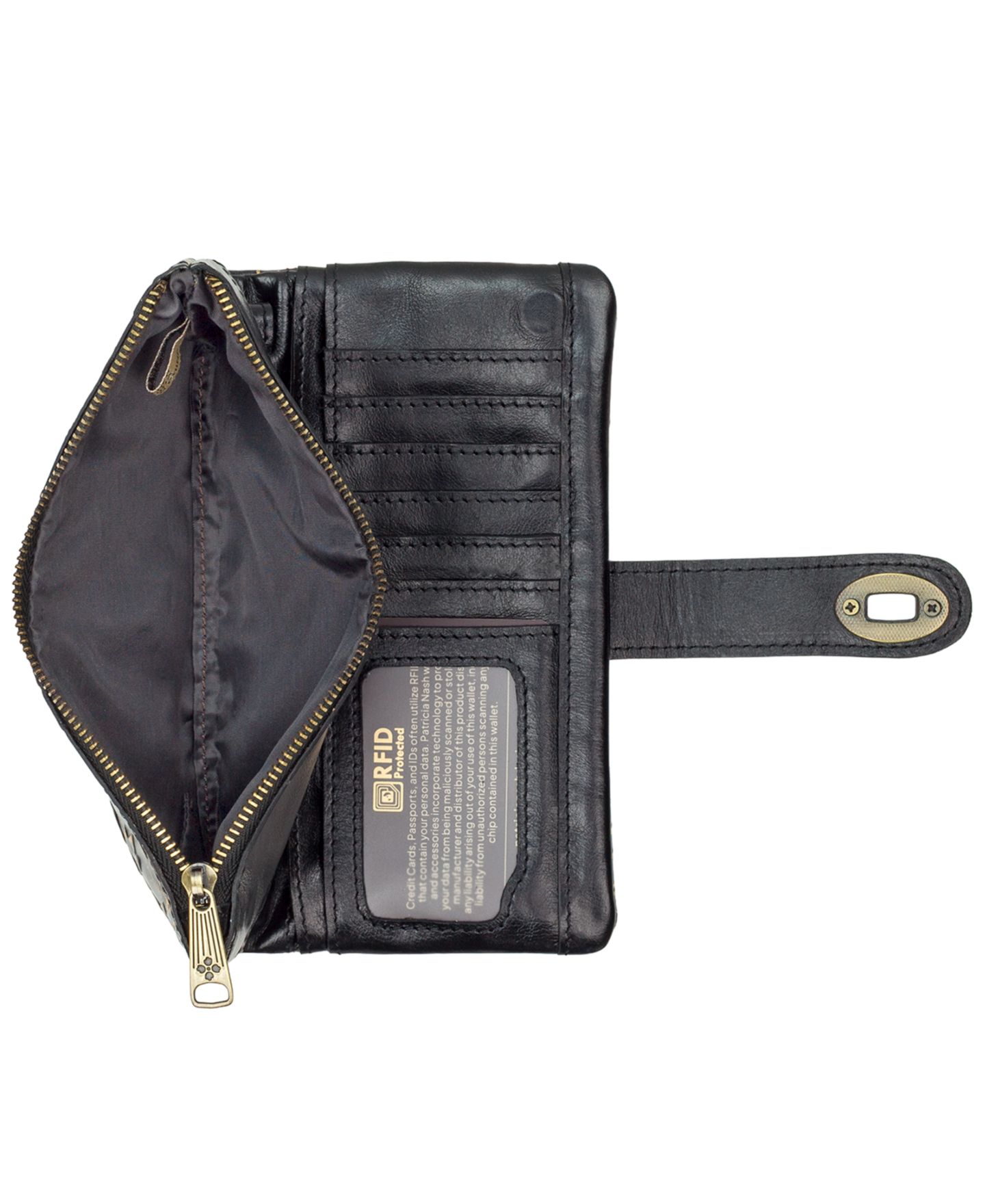Женский кошелёк Patricia Nash Annesley Rose Garden Leather Wristlet, цвет: Розовый чёрный — фото 3