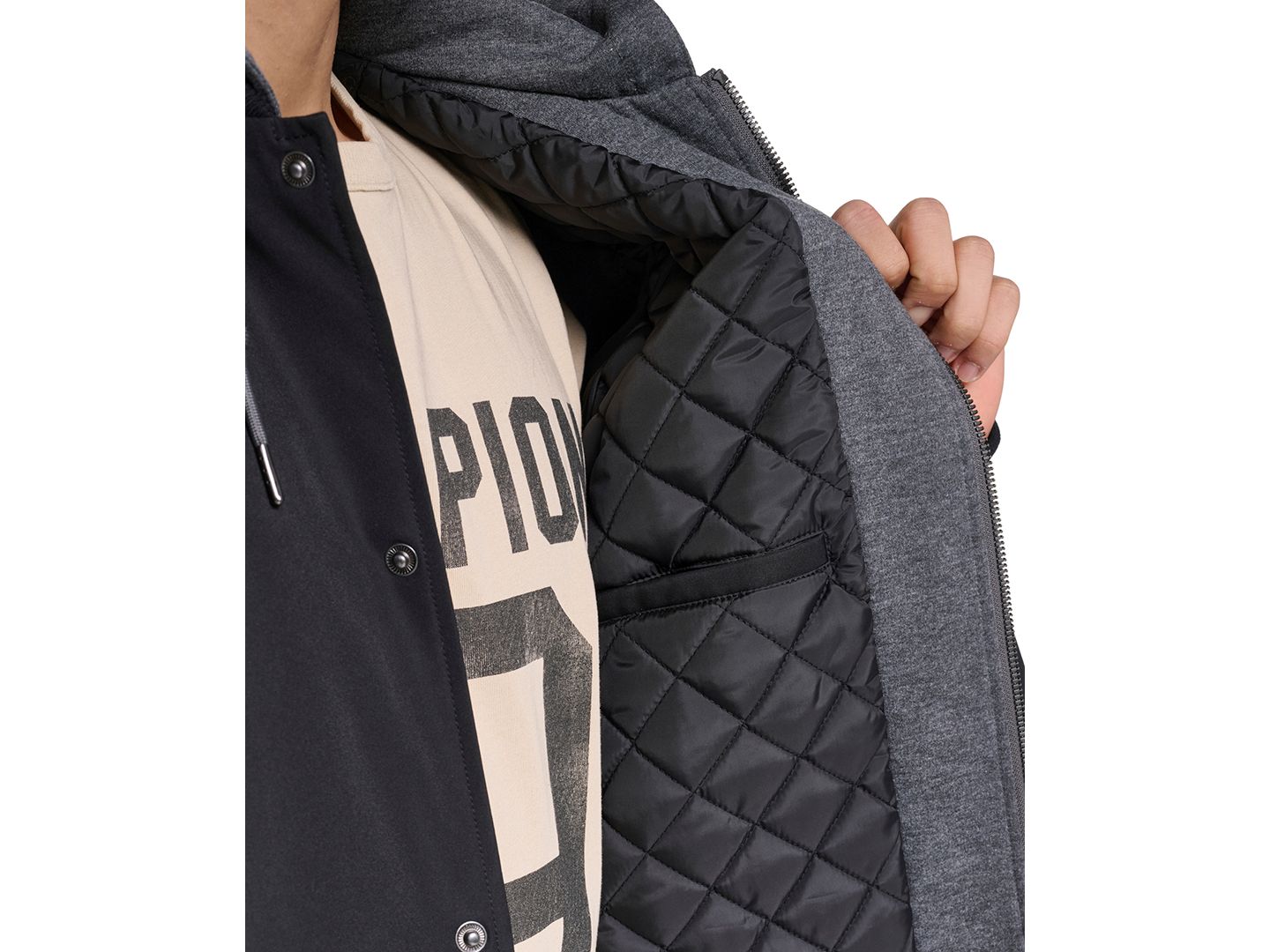 Мужская куртка Champion Hooded Varsity, цвет: Чёрный — фото 6