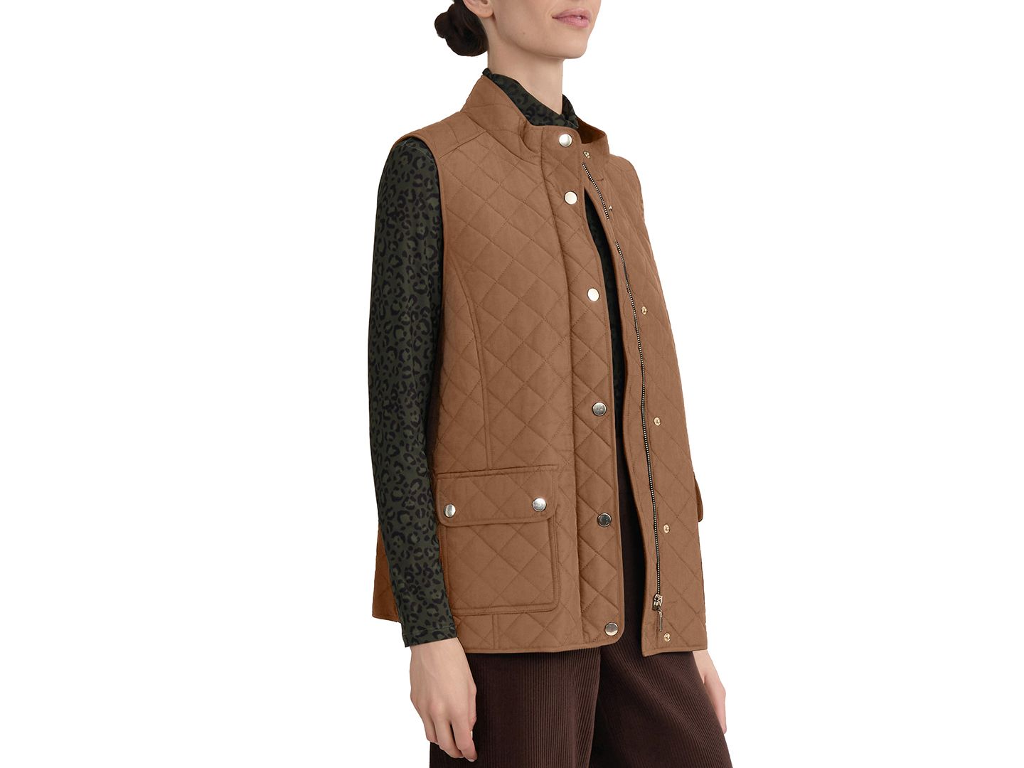 Женский жилет Jones New York Quilted Mock-Neck, цвет: Коричневый — фото 2