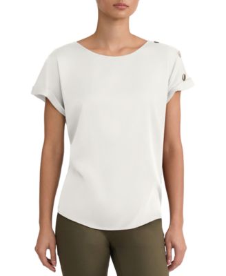 Women's Montreal Satin Shoulder Button Detail Blouse