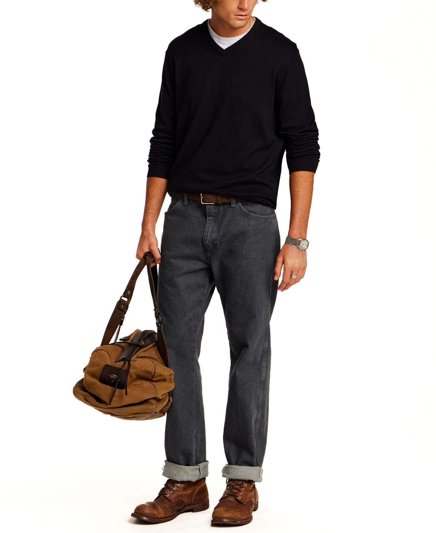 Мужской свитер Weatherproof Vintage Cashmere Holiday V-Neck, цвет: Чёрный — фото 2