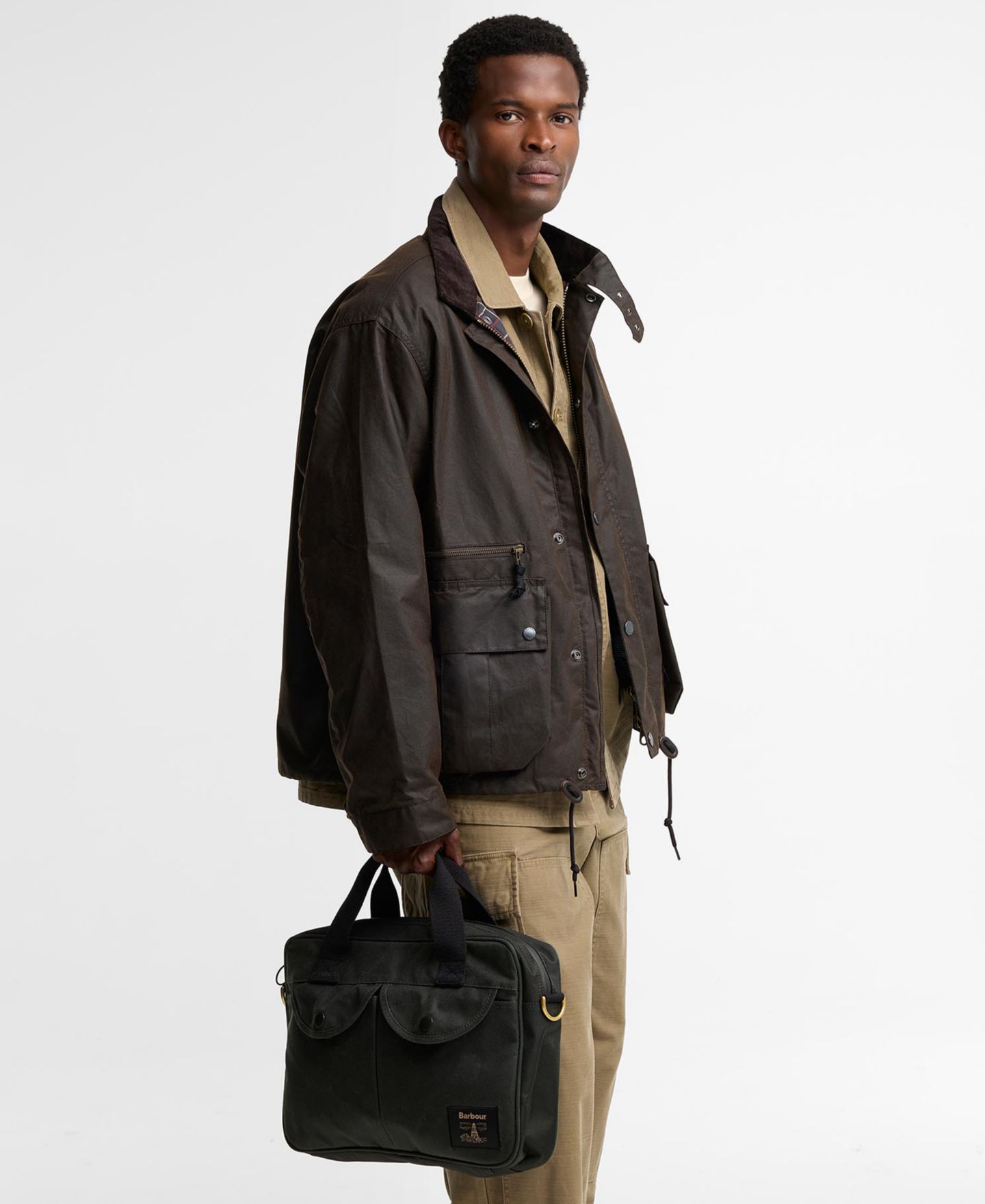 Мужская сумка Barbour Field Wax Laptop Crossbody, цвет: Шалфейный — фото 2