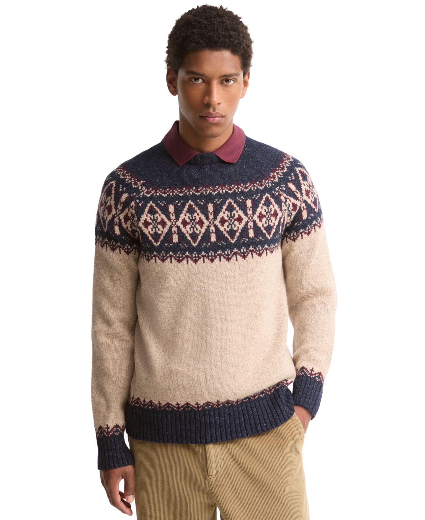 Мужской свитер Barbour Tisbury Fair Isle Wool-Blend Crewneck, цвет: Тёмно-синий — фото 1