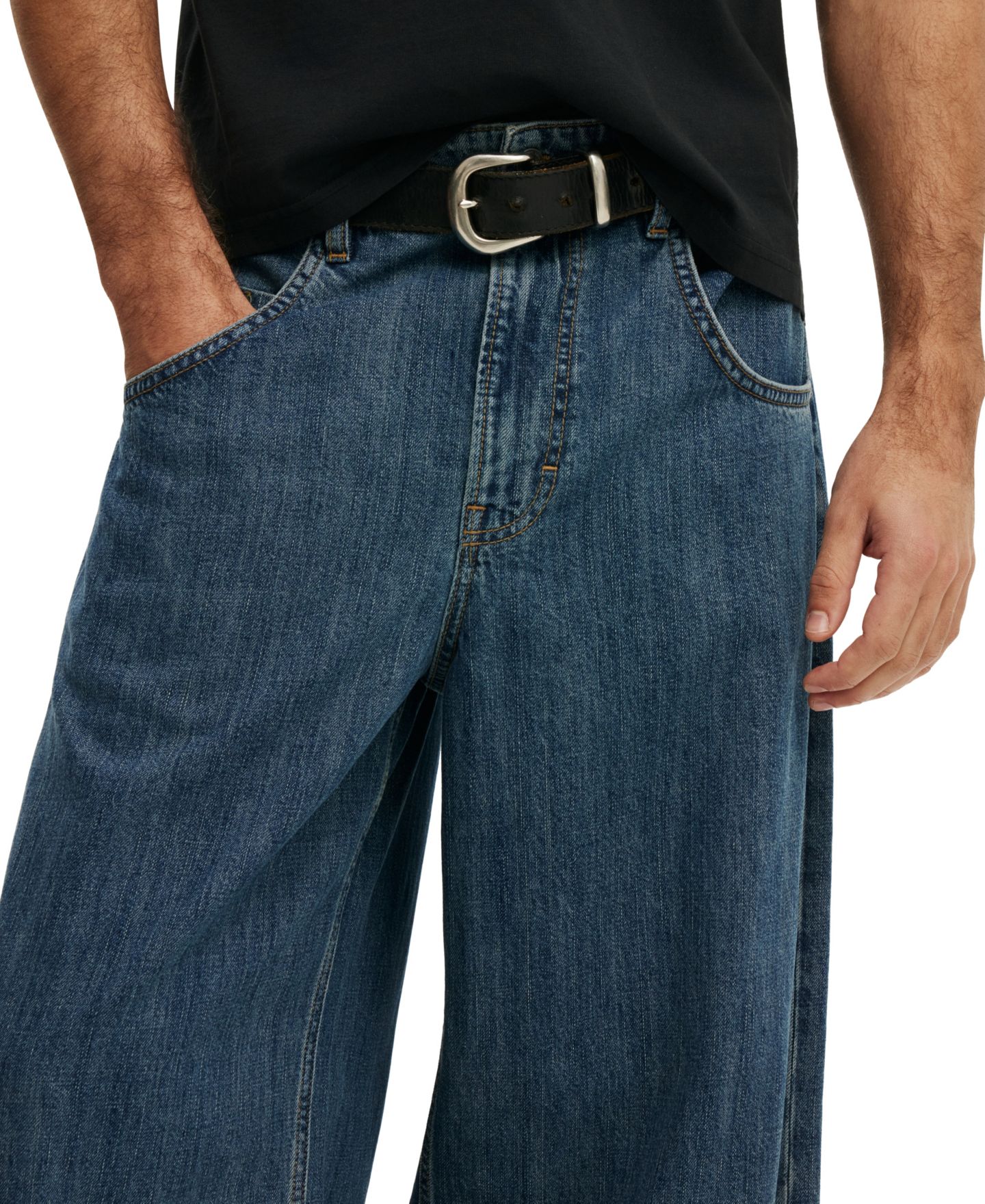 Мужские джинсы COTTON ON Y2K Wide-Leg Baggy, цвет: Угольный синий — фото 3