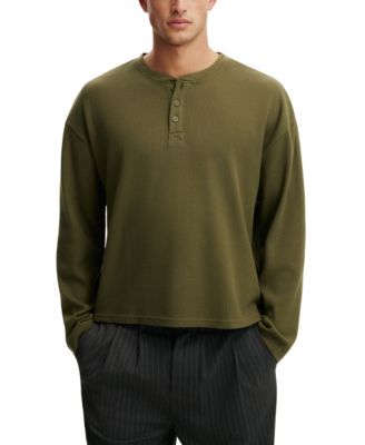 Men's Long-Sleeve Waffle-Knit Henley