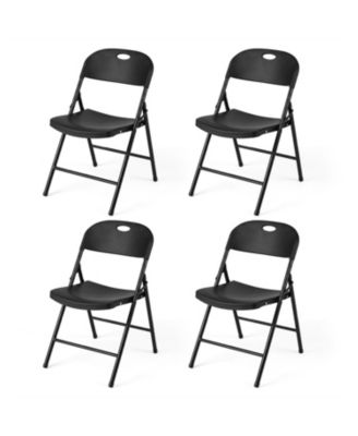 Set of 4 Foldable Plastic Chairs with Ergonomic Backrest