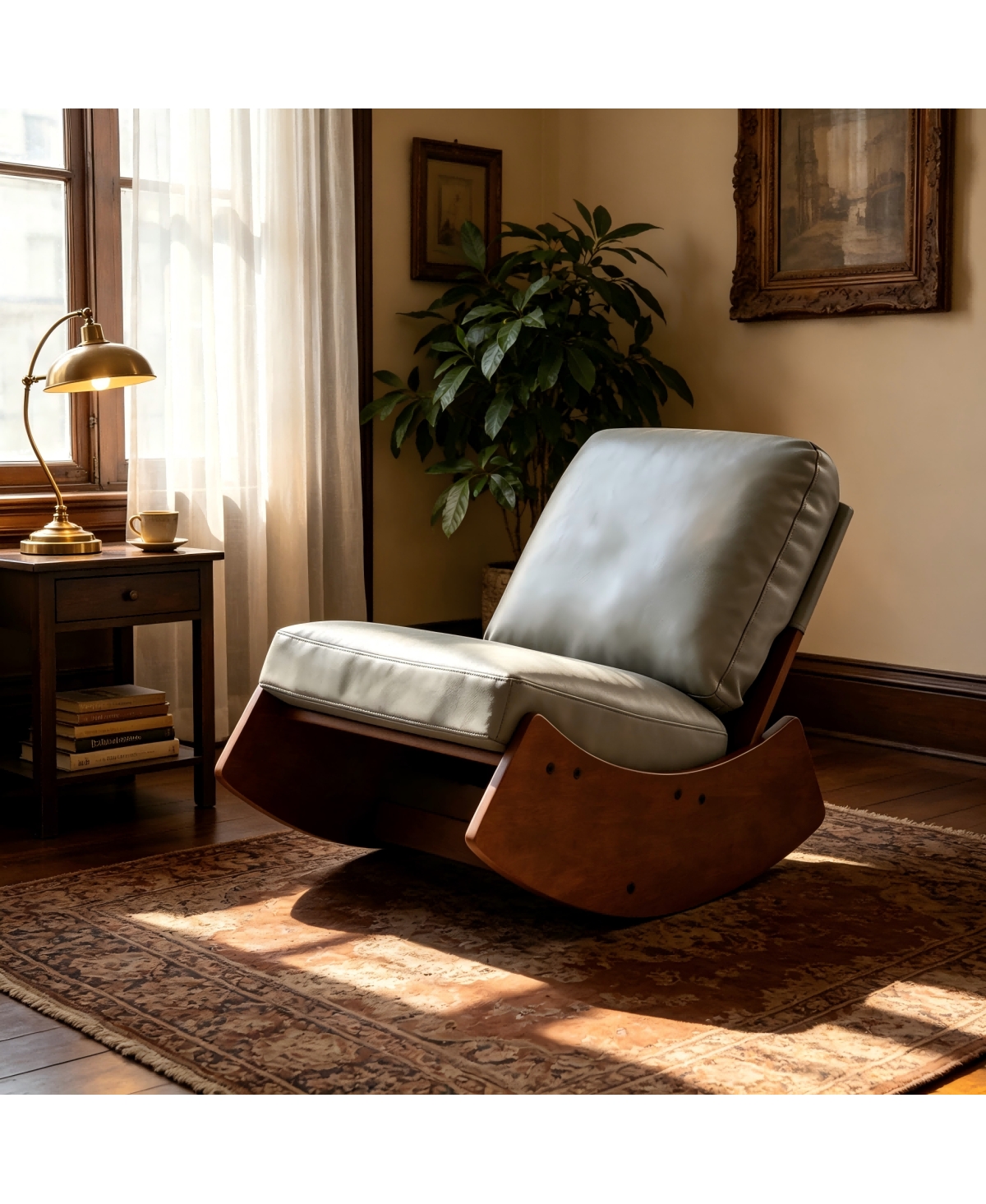 Streamdale Furniture Comfortable Glider Rocking Chair with Solid Wood Frame