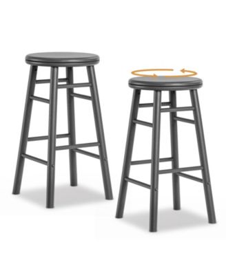 24" Swivel Bar Stools with Backless Design, Footrests and Strong Crossbars