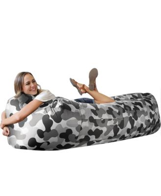 Portable Inflatable Couch Blow Up Sofa With Pillow Headrest Carry Bag Stakes For Camping Beach Festivals