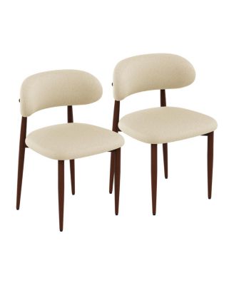 Minimalist Chenille Dining Chairs Set of 2 with Wood-Grain Steel Legs