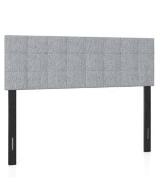 Upholstered Headboard Queen Full Size Quilted Grid Linen Fabric Bed Frame Mount Panel