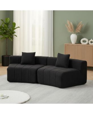 Chenille Semi Circular Sofa Sectional, Curved Symmetrical Modular Couch with 2 Pillows for Living Room, Office, No Assembly Required