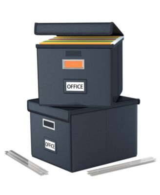 Collapsible Linen File Organizer Box With Lid Hanging Folder Storage