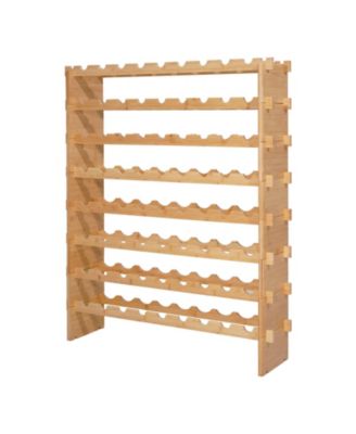 8-Tier Modular Bamboo Wine Storage Rack Holding 72 Bottles with No Nail Assembly