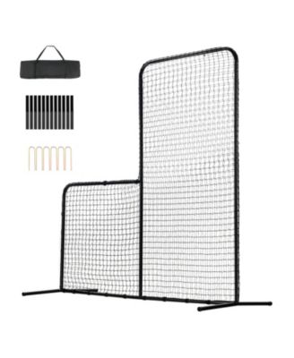 7 x 7 Foot L Screen Baseball Safety Net with Body Protector Carry Bag and Ground Stakes