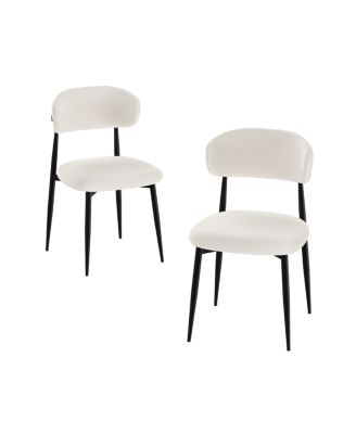 Set of 2 Modern Upholstered Dining Chairs with Metal Legs