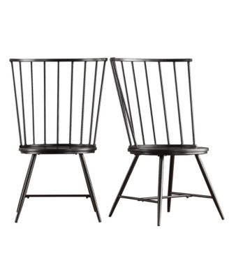 Metal Zig-Zag Back Windsor Dining Chair With Wood Seat (Set of 2)